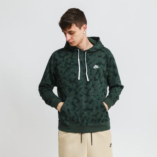 Mikina Nike M NSW Club FT Hoodie Camo tmavě zelená