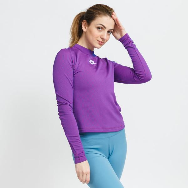 Dámské tričko s dlouhým rukávem Nike W NSW Air Mock LS Rib fialové / růžové