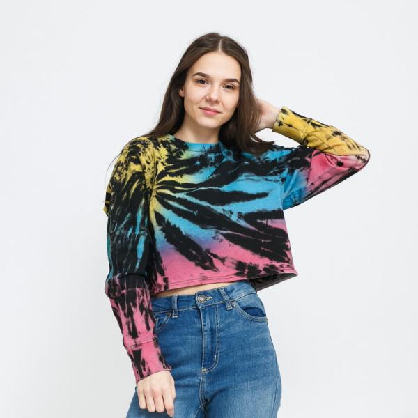 Dámská mikina Urban Classics Ladies Tie Dye Cropped Crewneck černá / multicolor