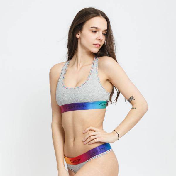 Podprsenka Calvin Klein Pride Unlined Bralette melange šedé