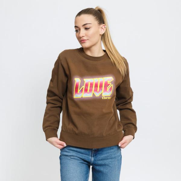 Mikina LOVE THEM Womens Crewneck Glow Not Glow Brown L