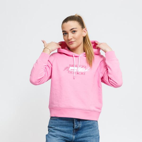Dámská mikina TOMMY JEANS W Cropped Tommy Flag Hoodie Pink