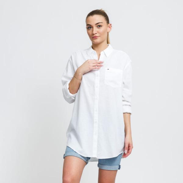 Dámská košile TOMMY JEANS W Relaxed Long Shirt bílá