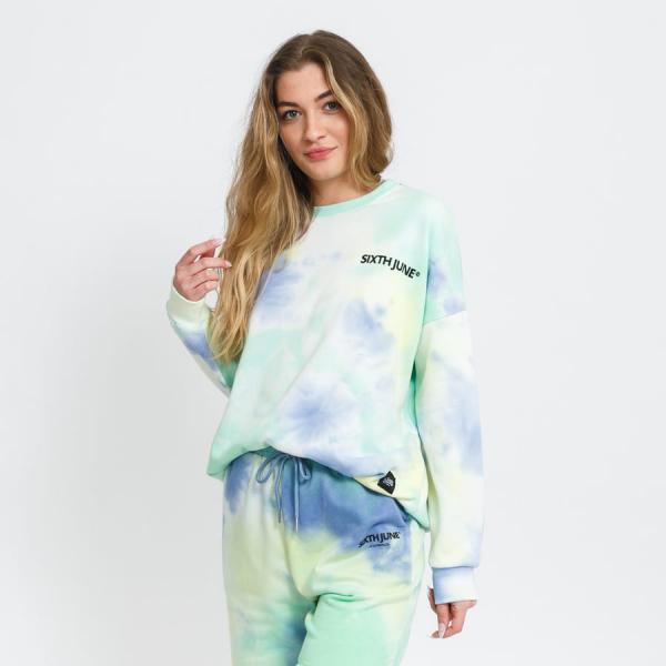 Dámská mikina Sixth June W Tie Dye Sweatshirt zelená / žlutá / modrá