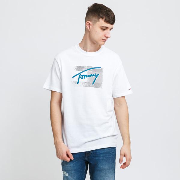 Tričko s krátkým rukávem TOMMY JEANS M Faded Flag Script Tee White
