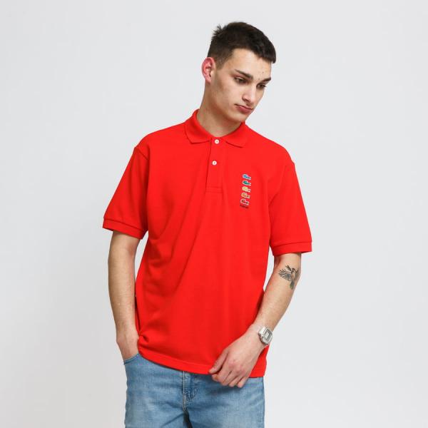 Polo tričko LACOSTE Men’s Lacoste x Polaroid Coloured Crocodiles Classic Fit Polo Shirt Red