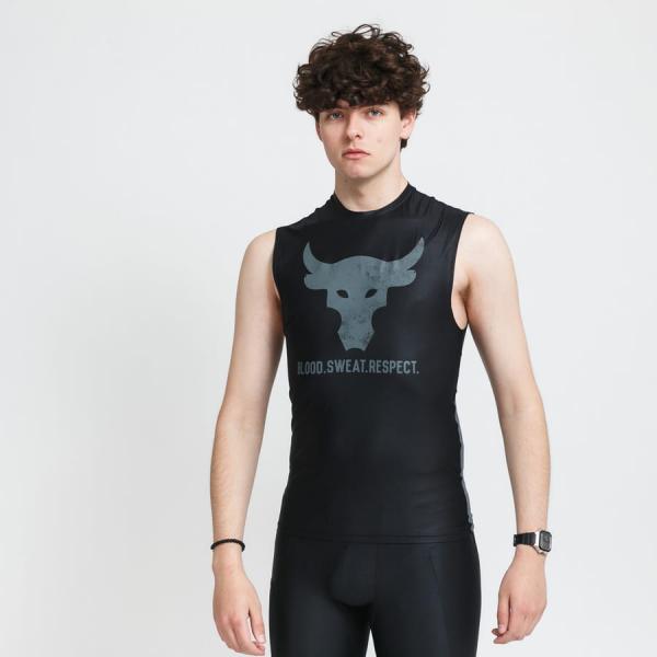 Tričko s krátkým rukávem Under Armour Project Rock HG IsoChill Sleeveless Tee černé / tmavě šedá