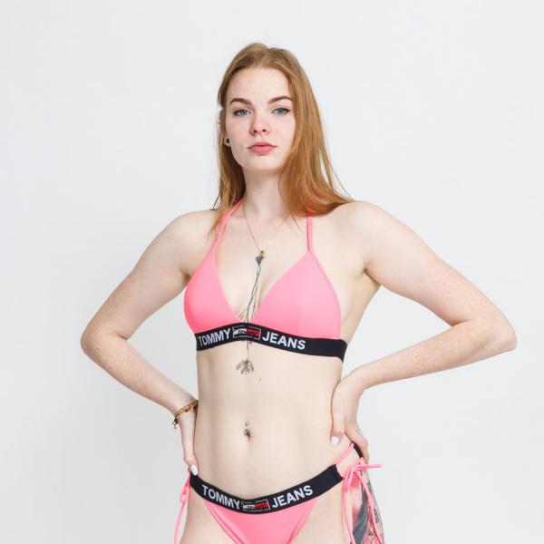 Plavky TOMMY JEANS Triangle Fixed neon růžové