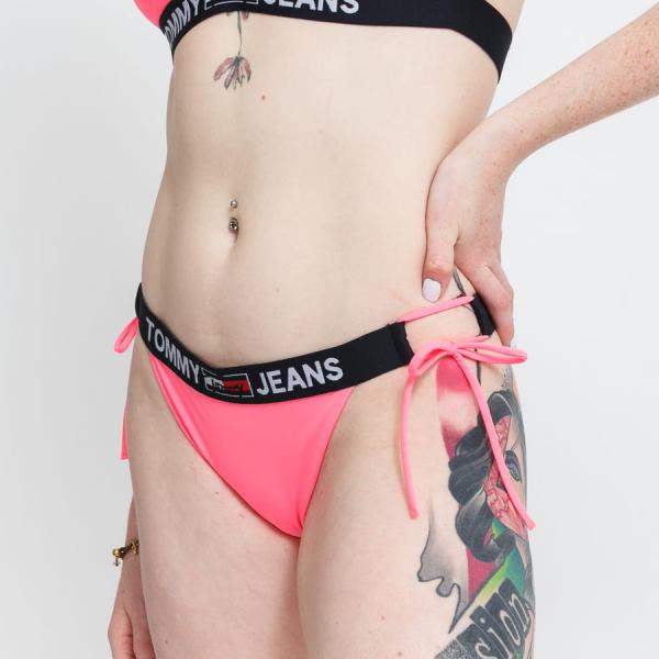 Plavky TOMMY JEANS Cheeky Strink Side Tie Bikini - Slip Neon Pink L