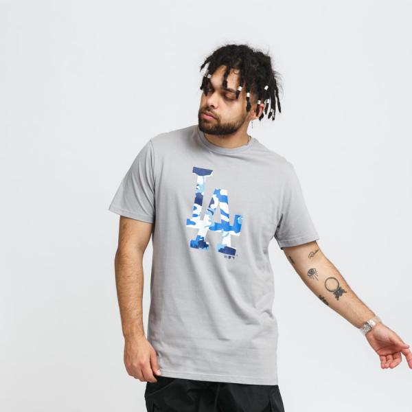 Tričko s krátkým rukávem New Era MLB Camo LA Dodgers šedé / camo modré / navy / bílé