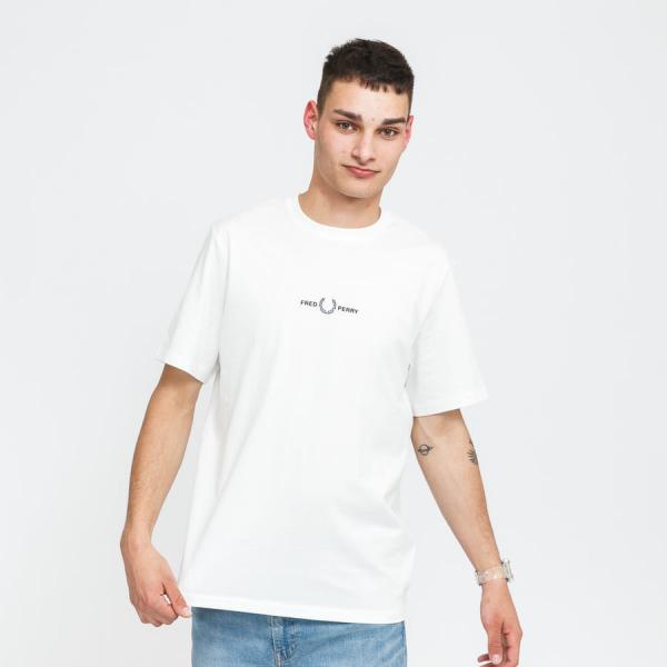 Tričko s krátkým rukávem FRED PERRY Embroidered Tee bílé