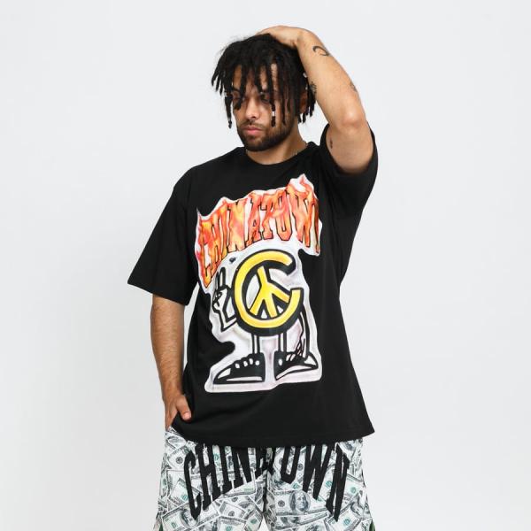 Tričko s krátkým rukávem Chinatown Market Peace Guy Flame Arc T-Shirt černé