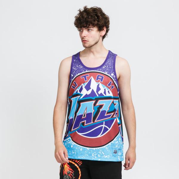 Dres Mitchell & Ness NBA Jumbotron Mesh Tank Jazz světle modrý / fialový / hnědý