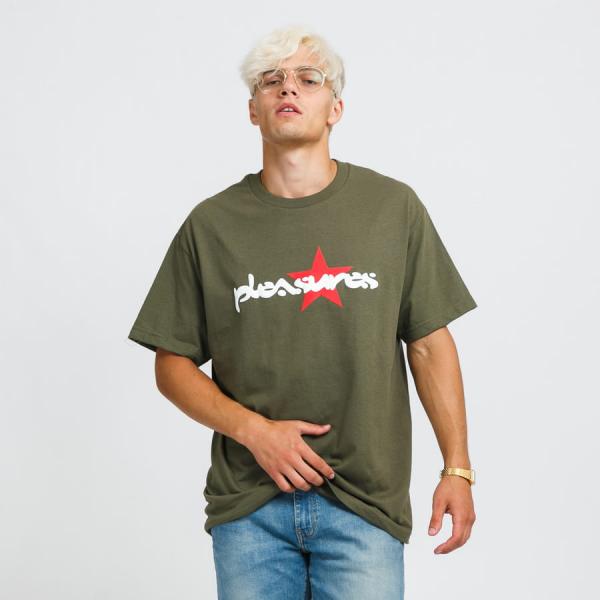 Tričko s krátkým rukávem PLEASURES Vibration Tee olivové