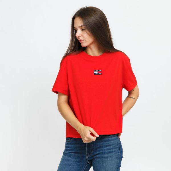 Dámské tričko TOMMY JEANS Tommy Center Badge Tee Red