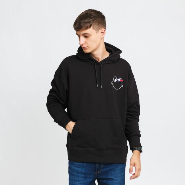 Mikina TOMMY JEANS M Smiley Badge Hoodie Black