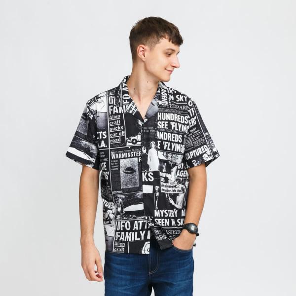 Pánská košile Wasted Paris Rosewell Allover Shirt černá / bílá