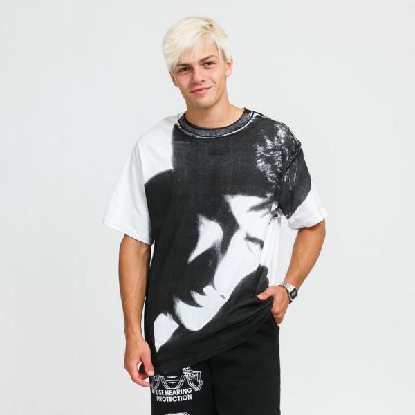 Tričko s krátkým rukávem PLEASURES Lowlife Tee melange černé / bílé