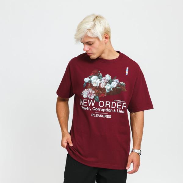 Tričko s krátkým rukávem PLEASURES Power Tee vínové