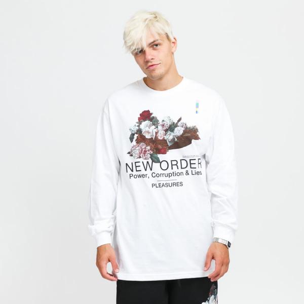 PLEASURES Power Long Sleeve Tee bílé
