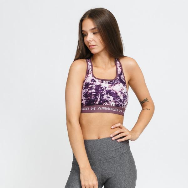 Podprsenka Under Armour Crossback Mid Print Sports Bra Purple