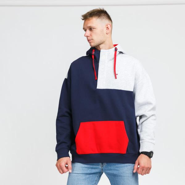 Mikina TOMMY JEANS M Colorblock Hoodie Navy / White / Red