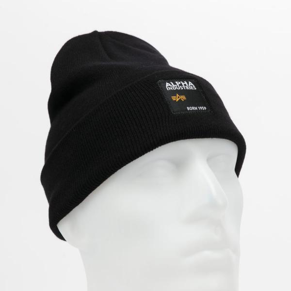 Čepice Alpha Industries Label Beanie Black Universal