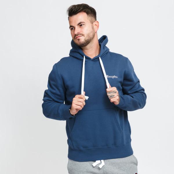 Mikina Champion Organic Cotton Left Chest Logo Hooded Sweatshirt tmavě modrá