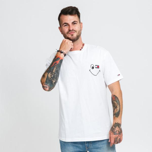 Tričko s krátkým rukávem TOMMY JEANS Smiley Badge Graphic Tee bílé