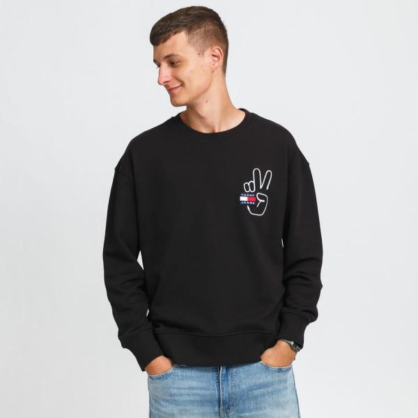 Mikina TOMMY JEANS M Badge Peace Crew Black