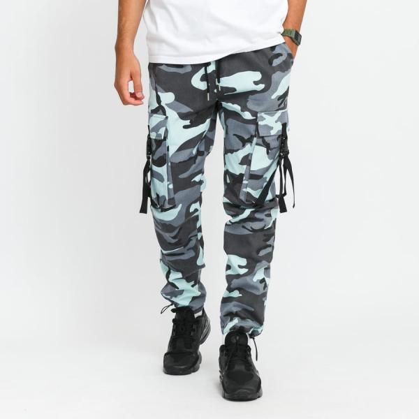 Cargo Pants Sixth June Camo Strap Pants tmavě šedé / šedé / světle modré