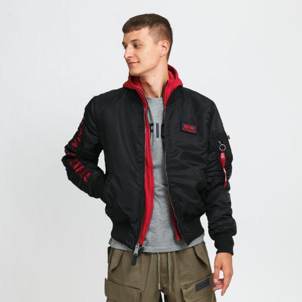 Bunda Alpha Industries MA-1 D-Tec Sleeve Embroidery Black/ Red M