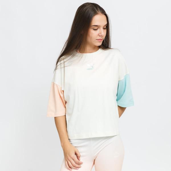 Dámské tričko Puma CLSX Boyfriend Tee krémové