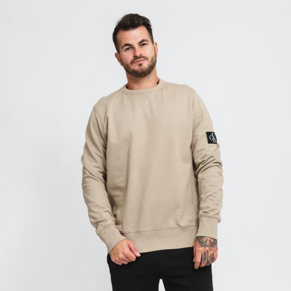 Mikina CALVIN KLEIN JEANS M Monogram Sleeve Crewneck Beige