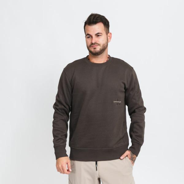 Mikina CALVIN KLEIN JEANS Off Placed Iconic Crewneck Green