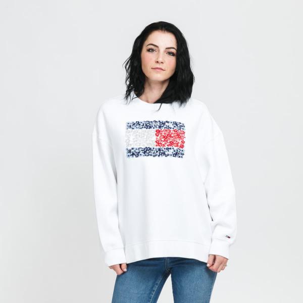 Dámská mikina TOMMY JEANS W Oversized Floral Crewneck White