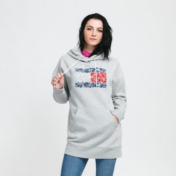 Dámská mikina TOMMY JEANS W Floral Flag Hoody Grey
