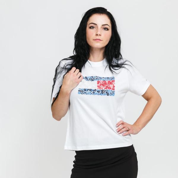 Dámské tričko TOMMY JEANS W Relaxed Floral Flag Tee White