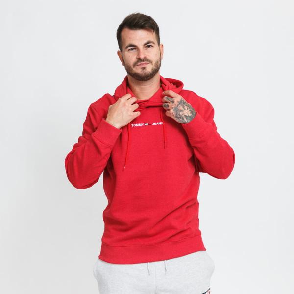 Mikina TOMMY JEANS M Straight Logo Hoodie Red