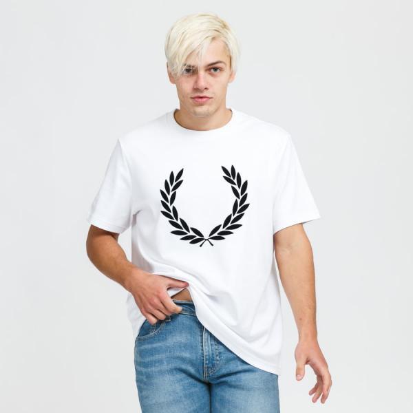 FRED PERRY Flock Laurel Wreath Tee White