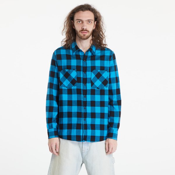 Košile Urban Classics Checked Flanell Shirt Black/ Blue S