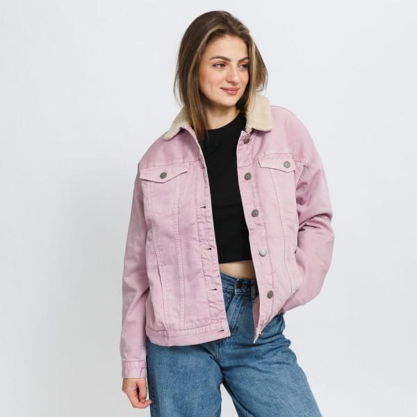 Podzimní bunda Roxy Great Time Denim Jacket růžová