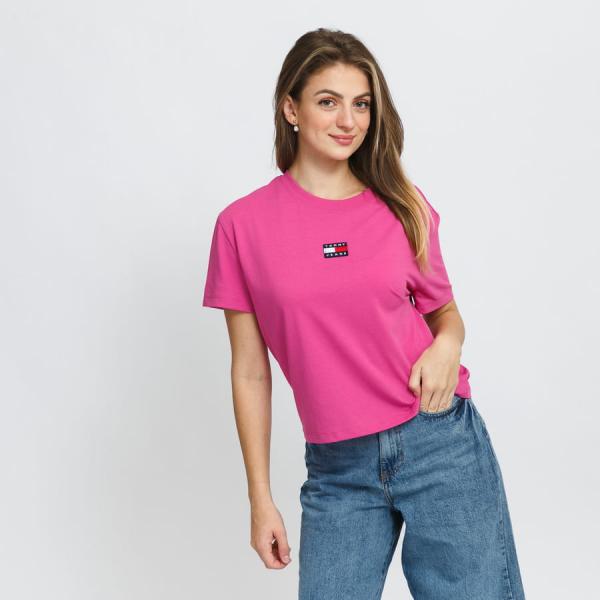 Dámské tričko TOMMY JEANS Tommy Center Badge Tee Pink