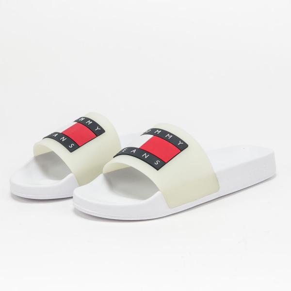 Pantofle TOMMY JEANS W Glow In The Dark Pool Slide white