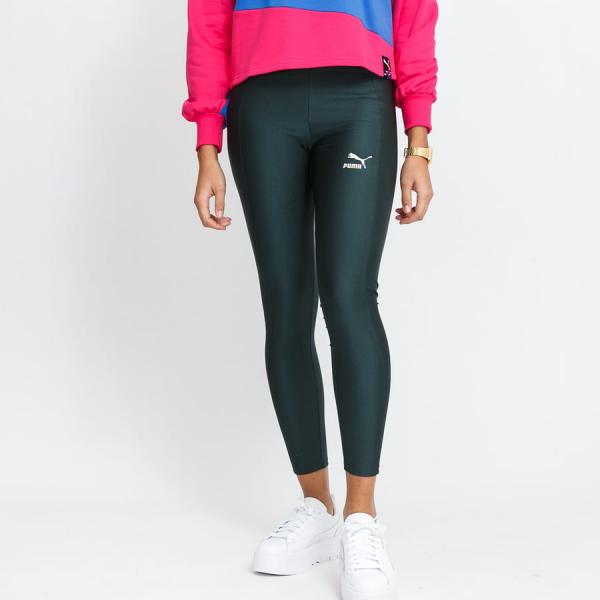 Legíny Puma Classics Shiny High Leggings tmavě zelené
