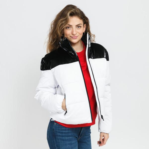 Dámská zimní bunda CALVIN KLEIN JEANS W Glossy Blocking Puffer bílá / černá