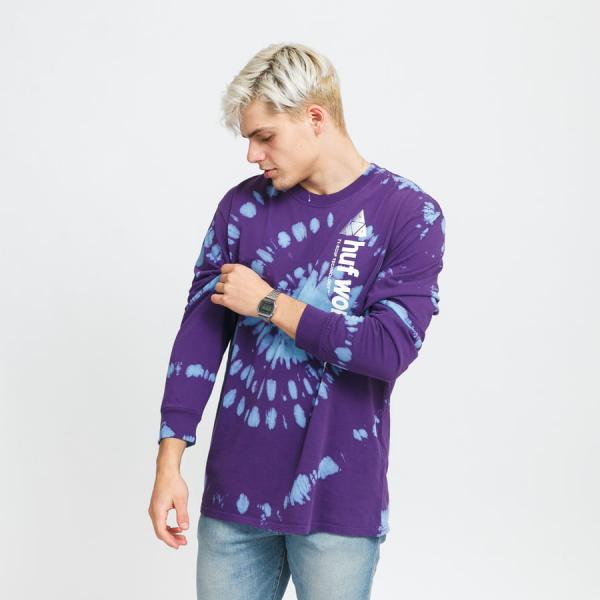 HUF Peak Slant Wash Longsleeve fialové / světe modré