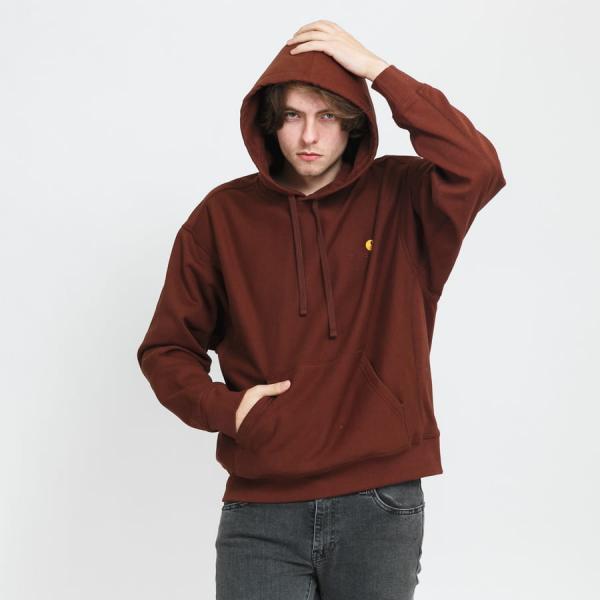 Mikina Carhartt WIP Hooded American Script Sweat tmavě hnědá