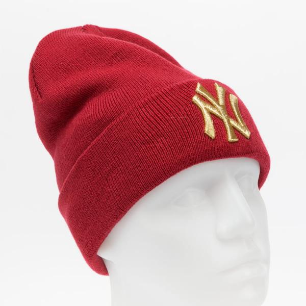 Kulich New Era MLB Wmns Metallic Logo Cuff Knit NY vínový