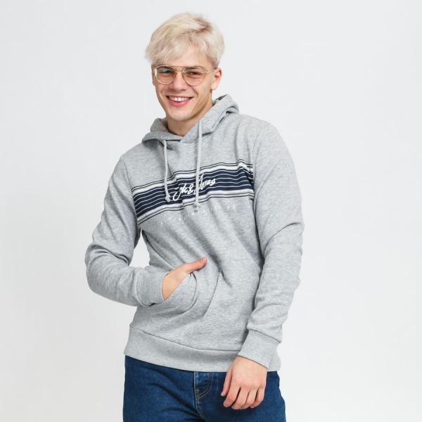 Mikina Jack & Jones JJleo Sweat Hood Melange Grey S